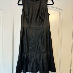 Faux Leather Black Sleeveless Dress